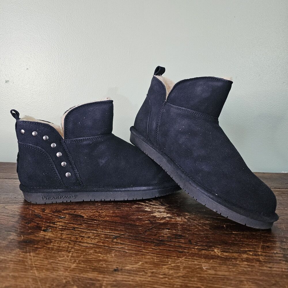 Bearpaw Annabelle Black‎ Suede Pull On Bootie Size 10